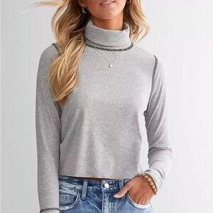 Gilded Intent Light Gray Turtleneck Sweater